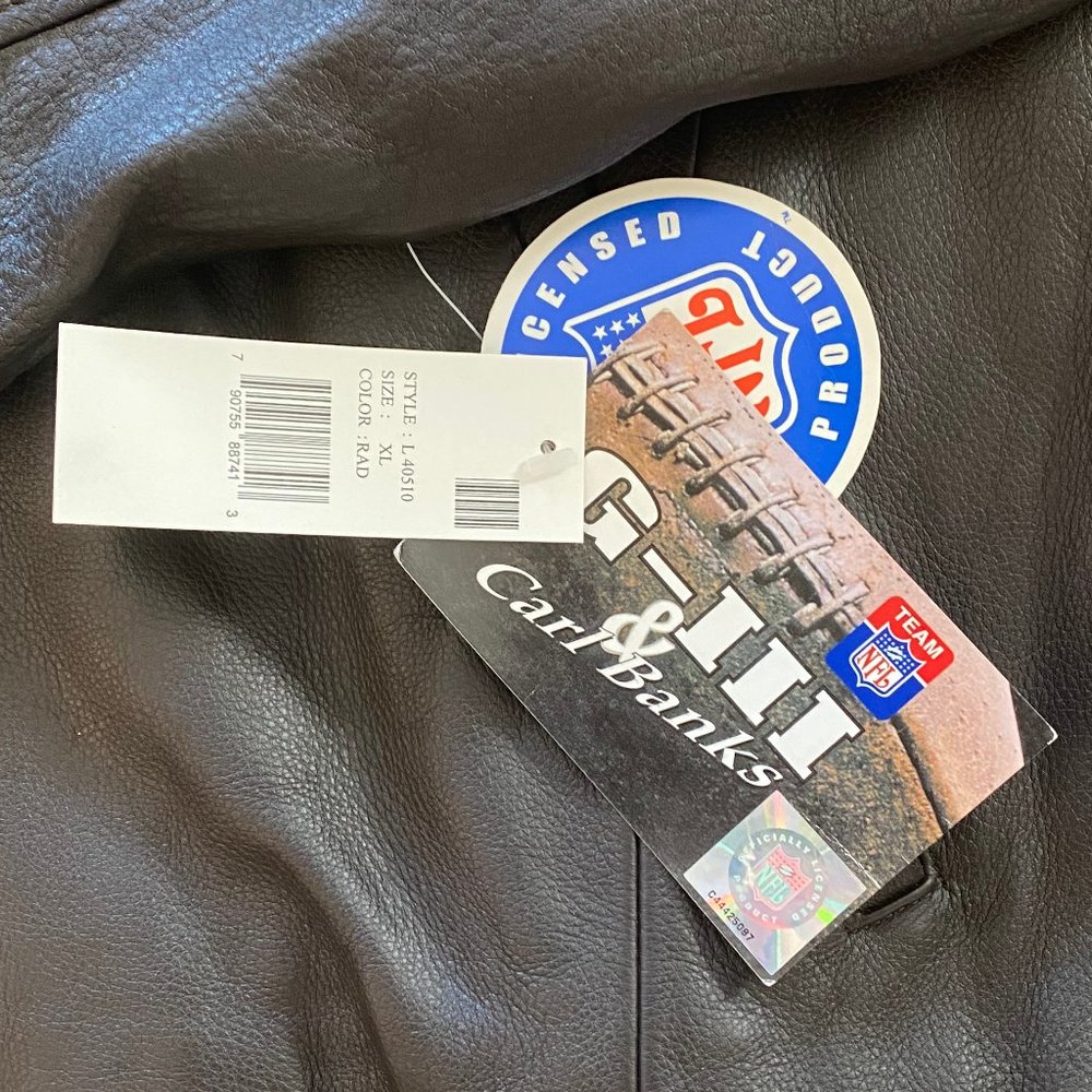 Oakland Raiders Leather Jacket VINTAGE G-III & Carl Banks NFL Size XL - Picture 10 of 11